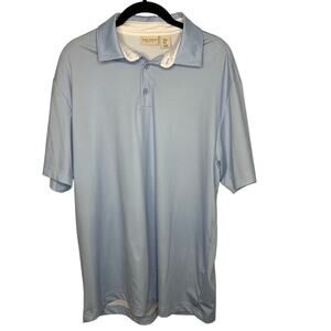 Rorie Whelan Golf Polo Shirt Men's Size Medium Blue White Polka Dot